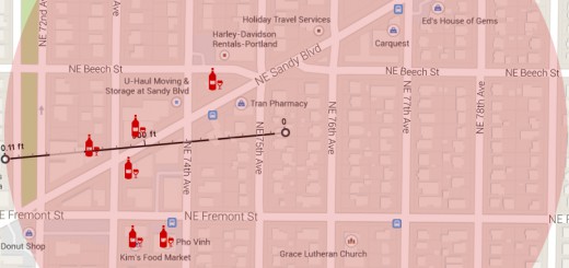 Six outlets for alcohol within a 1,000' radius of our home location.