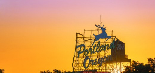 Portland Oregon Sign Sunset