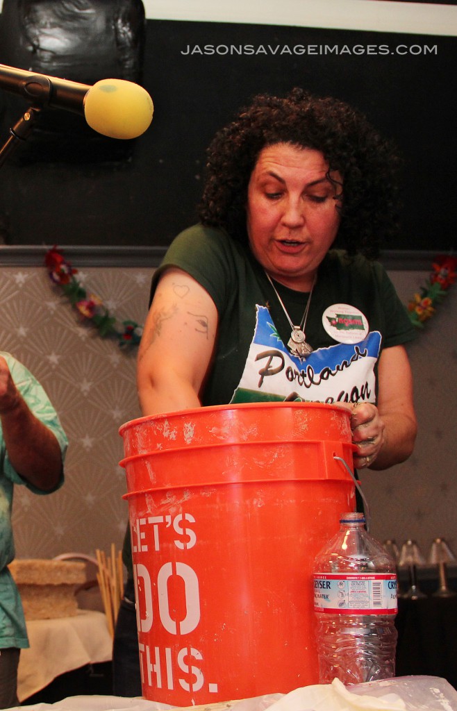 Once the mixture is wet and a similar consistency to oatmeal, the dust mask can come off.